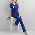 thumbnail image 5 of LYMAYTER Women Nurse Uniform for S-2XL Solid Color Breathable Short Sleeve Clinical Rotations for Medical Uniform, 5 of 6