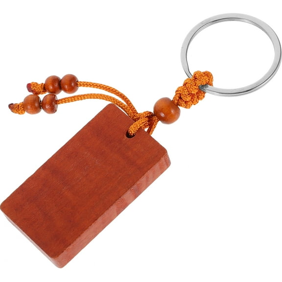 Key Chain Pendant Blank Wood Keychains Engraving Car Tags Rectangle Wooden Ring 10 Pcs