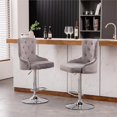 thumbnail image 3 of Alexent Tabourets de Bar en Velours Pivotants Réglables 43.7"-51.6" en Gris (Lot de 3), 3 of 7