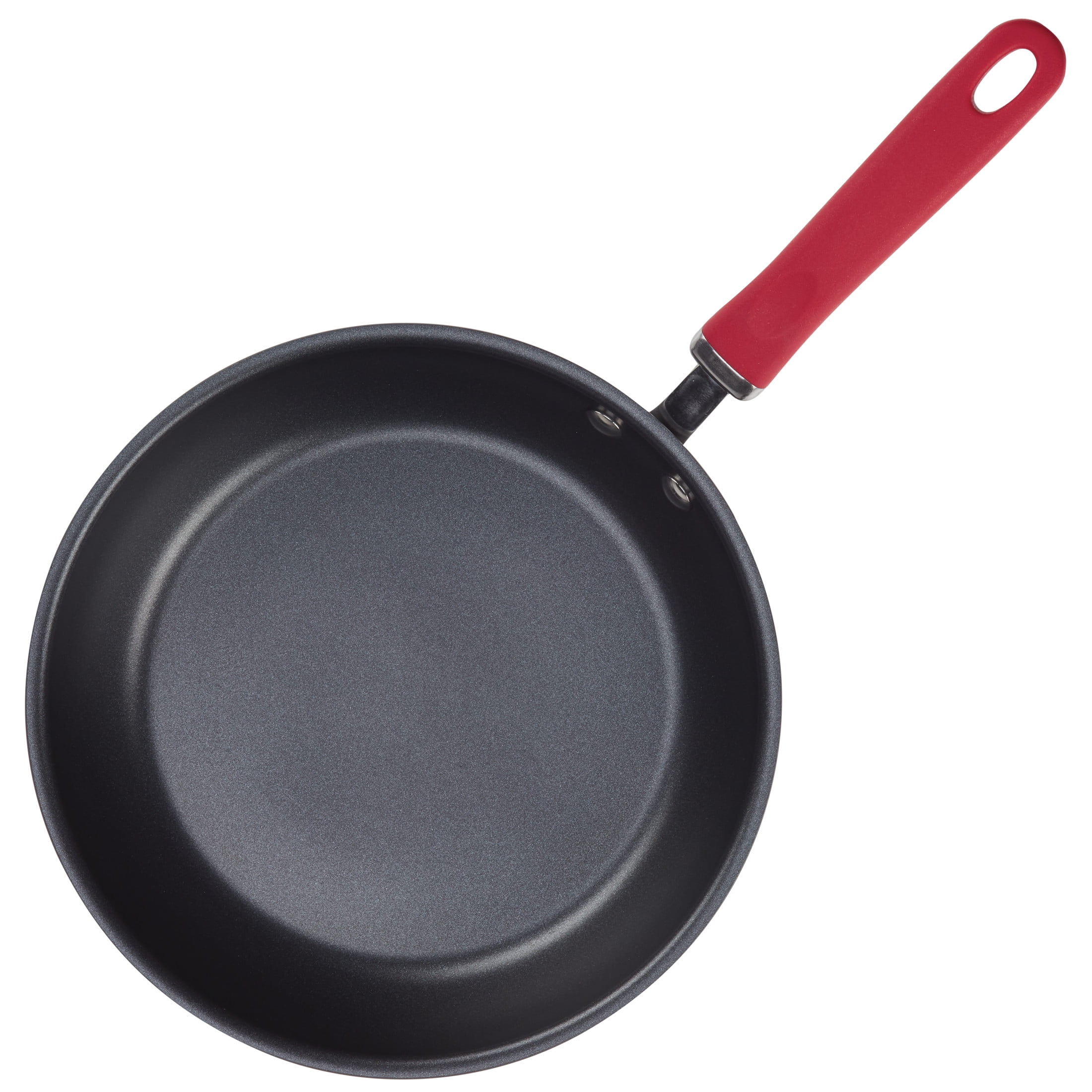 Rachael Ray Create Delicious 2 Piece Hard-Anodized Aluminum Nonstick Induction Deep Frying Pan Set, Red Handles