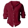 thumbnail image 4 of EnJoCho Boys Button Down Shirt Boys Linen Shirts Button Up Cotton School Hooded Dress Shirts Teens Long Sleeve Lightweight Summer Beach Plain Tees, 4 of 4