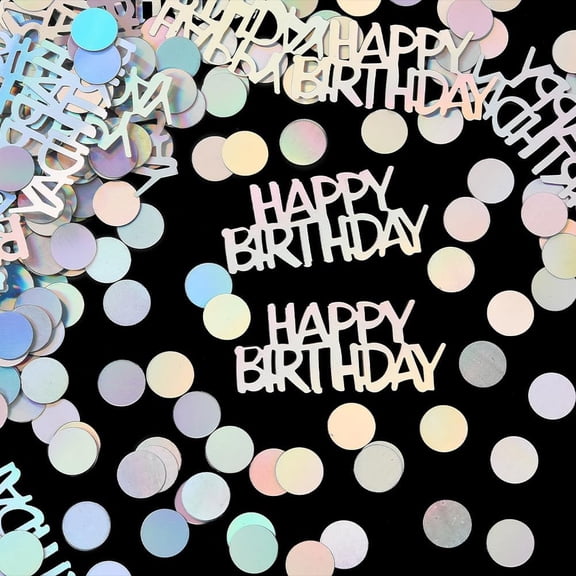 60G Happy Birthday Confetti Table Confetti Metallic Table Scatter Plastic Colorful Circle Letter Glitter Iridescent Party Table Glitter for Wedding Holiday Celebration Decorations Supplies