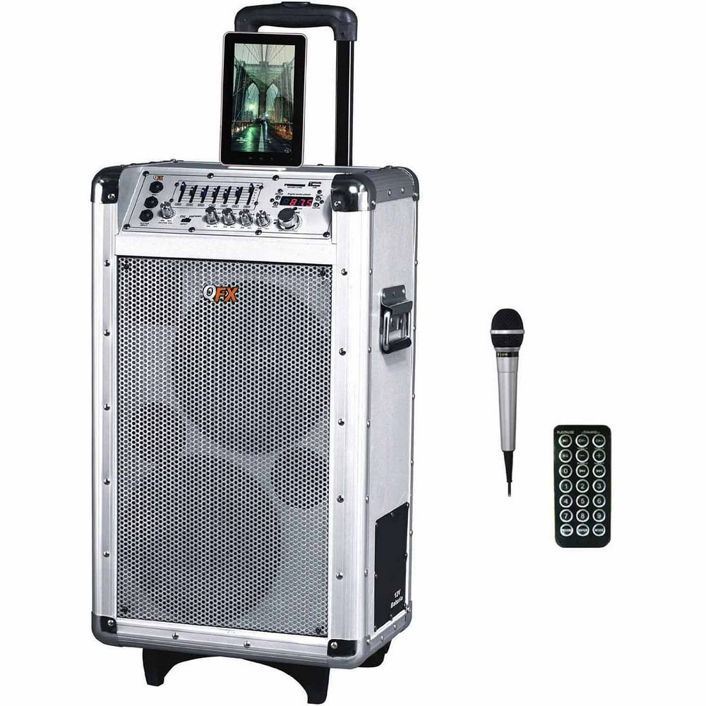 QFX Portable BatteryPowered PA BT Speaker, White