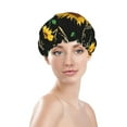 thumbnail image 3 of Kll Sunflowers Pattern Shower Cap & Bath Cap For Women,Reversible Oversized Waterproof Shower Caps For All Hair Lengths,Elastic Reusable Bathing Hair Cap, 3 of 9