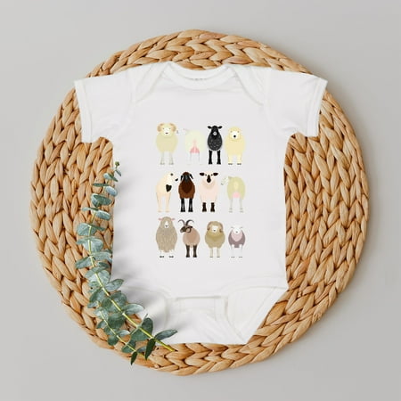 

Sheep Lovers Kid s Tees Farm Animal Infant Bodysuits Illustration Breeds Youth-24M Bodysuit / White
