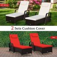 thumbnail image 4 of 2PCS Patio Rotin Chaise Longue Fauteuil Inclinable Ajuster Avecrouge & Couverture Blanche Off, 4 of 10