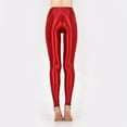 thumbnail image 3 of iEFiEL Womens Shiny Glossy High Waisted Yoga Pants Stretchy Workout Dance Skinny Leggings Burgundy XL, 3 of 4