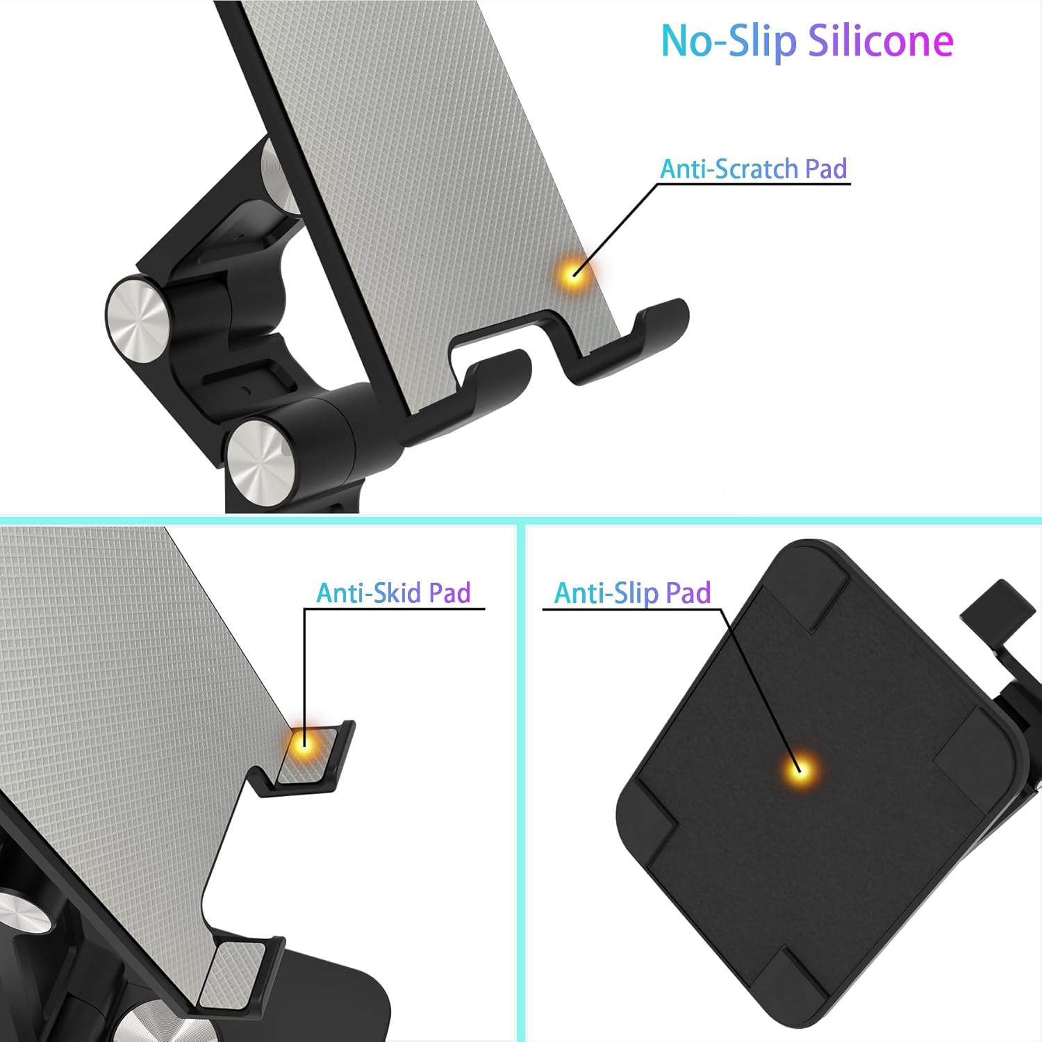 NEOYFC for 360 Rotating Cell Phone Stand,Folding Phone Stand,Adjustable Height and Angle Foldable Cell Phone Stand Holder for Desk, Taller for iPhone Stand Compatible with iPad Smartphones Tablet