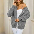 thumbnail image 3 of Fmbrln Womens Trendy Solid Knitted Cardigan Sweaters Long Sleeve Button Open Front Cardigans Casual Loose Comfy Cardigan Coat with Pockets Gray XL, 3 of 5