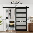 thumbnail image 2 of 42'' x 84'' Sliding Glass Barn Doors and Hardware Included, Black Wood Texture Panels & Tempered Frosted Glass & Barn Door Hardware Kit, Easy Assembly with Pre-Drilled Holes, 5 Panel, 2 of 9
