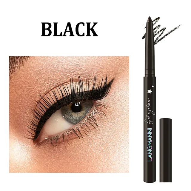 Lápiz delineador de ojos resistente al agua, rotativo de larga duración, cosmético de belleza, no florece, lápiz de Gel grueso, herramientas de maquillaje, negro y blanco (black 02