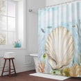 thumbnail image 3 of Shell Starfish Bathroom Shower Curtain, Watercolor Fish Seaweed Nautical Waterproof Washable Soft Bath Curtain for Bathtub Decor with 12 Hooks&Grommet, 66x72 Inch, 3 of 9
