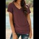 thumbnail image 4 of Camiseta Informal con Cuello en V para Mujer, Color Vino Tinto, Talla M, 4 of 9