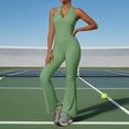 thumbnail image 4 of Cutuoiiu Womens Lace V-neck Halter Jumpsuit Backless Flared Pants Yoga Bodysuit for Workout Gifts, 4 of 6