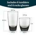 thumbnail image 3 of Libbey Classic Rocks and Tumbler Glass Cups Set, Elegant Mixed Drink Glasses Set with Modern Clean Lines, Dishwasher Safe Drinkware Set of 16, 3 of 6
