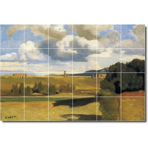 Ceramic Tile Mural-Jean Corot Landscapes Painting 319. 25.5" w x 17" h using (24) 4.25 x 4.25 ceramic tiles