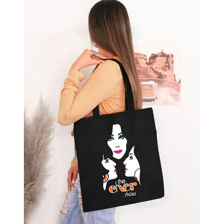 vintage The Cher Show Black Uni Short Sleeve Cotton Tote Bag S-2 LL021Christmas Gift Bag  er  Hoodie-TH43939