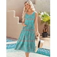 thumbnail image 3 of Vestido Zeagoo de verano sin mangas con cuello redondo y estampado floral a media pierna con bolsillos, 3 of 7