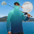 thumbnail image 2 of Bulopur Men’s Fishing Sun Hoodie with Mask, UPF 50+ UV Protection Long Sleeve Shirt, Lightweight Quick Dry Top with Teal to Navy Gradient Print for Boating, Hiking and Travel, 2 of 8