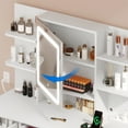 thumbnail image 4 of Dextrus Makeup Vanity Set with LED Lighted Mirror, Makeup Desk with Drawers & Stool, Vanity Table with Hidden Storage Shelves, Makeup Dressing Table Set for Girls,Princess, White, 4 of 12