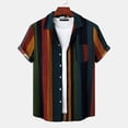 thumbnail image 2 of ZCFZJW Mens Casual Striped Button Shirts Summer Short Sleeve Button Down Graphic Tees Big and Tall Regular Fitted Tees Beach Holiday Hawaiian Shirts with Pocket Z01-Green XL, 2 of 7