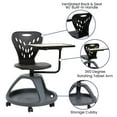 thumbnail image 3 of Emma + Oliver Black Mobile Desk Chair - 360° Tablet Rotation and Storage Cubby, 3 of 12