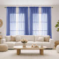 thumbnail image 5 of MKHILL 24 Inch Short Sheer Curtains 2 Panels, Light Filtering Voile Drapes for RV Camper Laundry Over Sink, Rod Pocket Small Window Panels, Each 42" W x 24" L, Royal Blue, 5 of 9