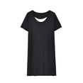 thumbnail image 2 of Women's Soft Short Sleeve Nightgown Crew Neck Stretchy Comfortable Loose Midi Bedroom Loungewear Dress Black Pajama Dress Women XL, 2 of 5