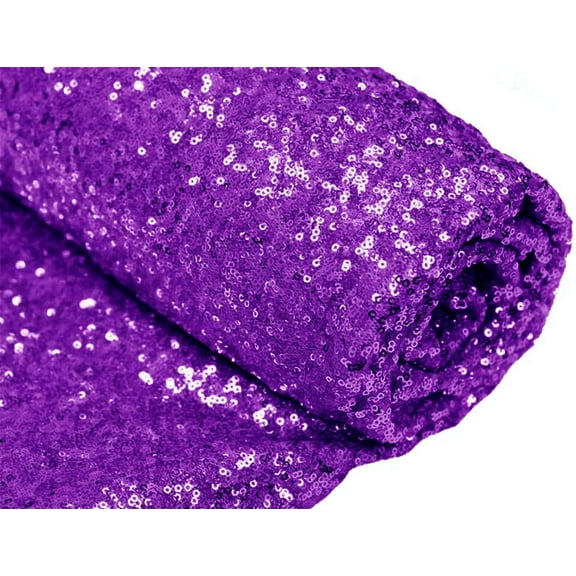 DECORATIVE SILK INC. Sparkly Glitz Sequins Beaded Fabric 54" Wide 100% Polyester By The Yard( PURPLE)
