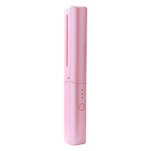 DEBGFS Mini Fer à Lisser Rechargeable, Peigne Fer à Lisser Portable Sans Fil, Rose