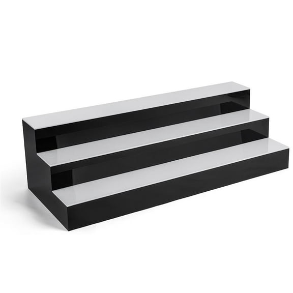 Displays2go Tiered Liquor Displays with LED Lighting – Clear (FSBD4T48)