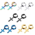 thumbnail image 4 of Pendientes de acero de titanio con forma de cruz sencilla y a la moda para hombre, pendientes de moda para mujer, material resistente ideal para regalar, 4 of 5