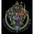 thumbnail image 2 of Women's Black Panther: Wakanda Forever Character Portrait Triangles Graphic Tee Black Large, 2 of 4