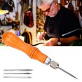 thumbnail image 1 of Wood Handle Leather Craft Sewing Awl Hand Stitching Tool 4 in 1 Multifunctional for Quilting Hole Casting, 1 of 7