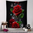 thumbnail image 1 of Tapiz para colgar en la pared, rosa roja, fondo negro, 150 x 130 cm, 1 of 1