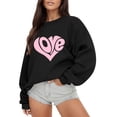 thumbnail image 1 of WEAIXIMIUNG Sweat-Shirt Noir pour Femmes Mode Extérieure Imprimé Saint-Valentin Ample Col Rond Manches Longues Hoodie 6, 1 of 4