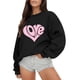 thumbnail image 1 of Gibobby Divertidas Sudaderas Sudadera con capucha de manga larga con cuello redondo y estampado de amor para el día de San Valentín al libre para mujer 6 (Gris, L), 1 of 5