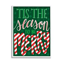 Tis The Season To Be Merry Patterned Holiday Graphic Art White Framed Art Print Wall Art