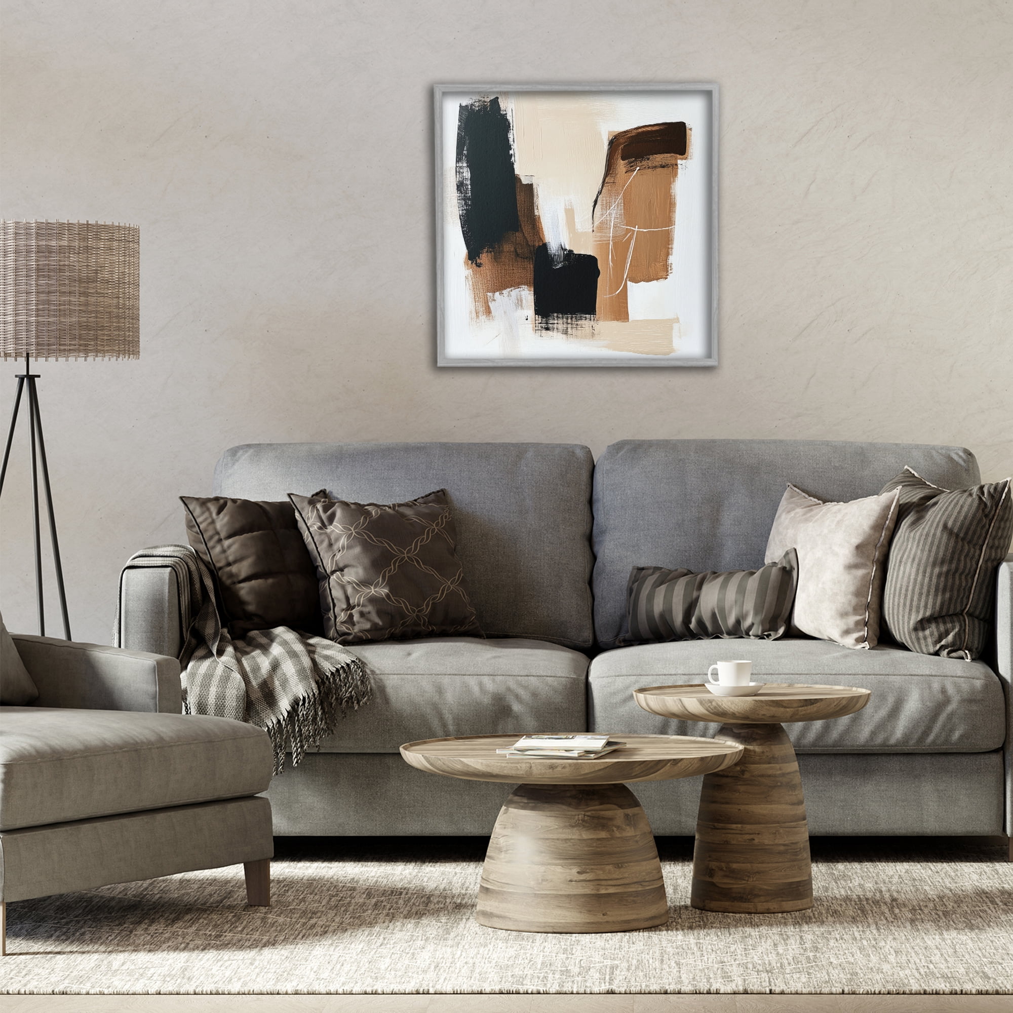 Stupell Industries Earthy Hues Neutral Balance Gray Framed Giclee Art, design by Petal Prints Design
