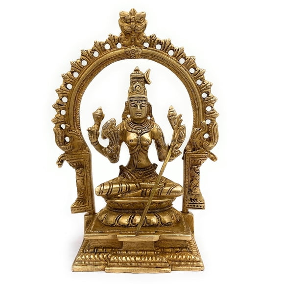 Goddess Rajarajeshwari Tripura Sundari Lalita Raja Rajeshwari, Brass - 19 Cm, Peetha Prabhavali Murti, Old, Traditional Style, Home Décor Idol - 1 Rajarajeshwari Sculpture