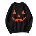 thumbnail image 4 of Bibifish Womens Halloween Pumpkin Face Graphic Sweatshirts Crew Neck Long Sleeve Oversized Soft Autumn Daily Tops, 4 of 4