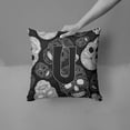 thumbnail image 2 of Letter U Day of the Dead Skulls Black Fabric Decorative Pillow, 2 of 4