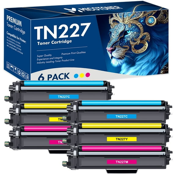 MICOTONER 6-Pack Compatible Toner Cartridge for Brother TN-227M TN-227 Work with HL-L3210CW HL-L3230CDW HL-L3270CDW MFC-L3710CW MFC-L3750CDW MFC-L3770CDW Printer Printer(2*Cyan,2*Magenta,2*Yellow)