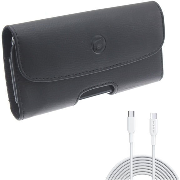 Case Belt Clip w 6ft Long Type-C Cable for Samsung Galaxy S21,S20 - Leather Holster Cover, PD Fast Charger Cord Power Wire