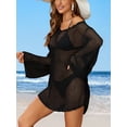 thumbnail image 5 of Charmo Womens V Neck Swim Cover Up Hollow Out Swimwear Tie Back Bikini Beachwear, 5 of 7