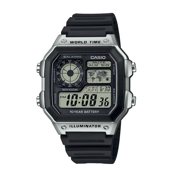 Reloj CASIO AE-1200WH-1CVCF World Time 5 Alarmas-Negro negro 45 mm Casio Casio