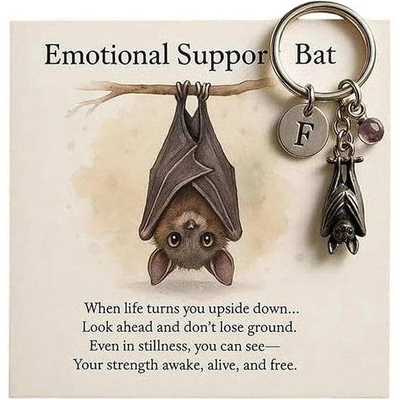 HOARBOEG Inspirational Keychain for Women Men, Encouragement Gift with Hanging Bat Design and Uplifting Verse Card, Metal Pendant for Keys, Bag, Wallet, Daily Motivational Present