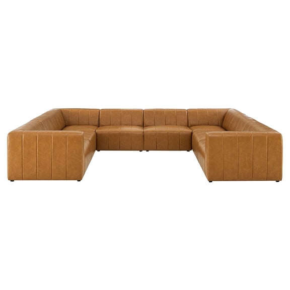 Modway Bartlett Vegan Leather 8-Piece Sectional Sofa in Tan
