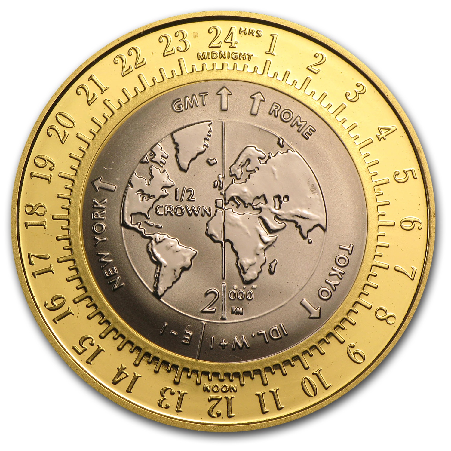 Pobjoy Mint 2000 Isle of Man 1/2 Crown Titanium/Gold Millennium