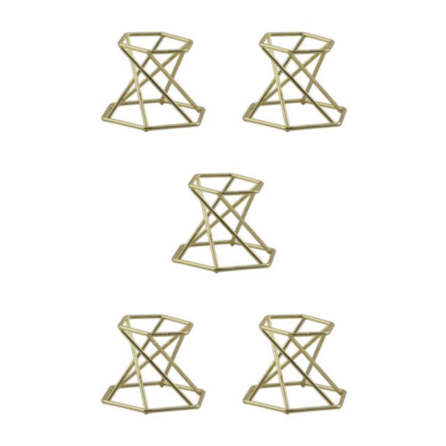 Maytalsory Stylish Glass Lens Ball Stand Display for Striking Mineral Specimen Gemstone Geode Hexagon Gold 5Set